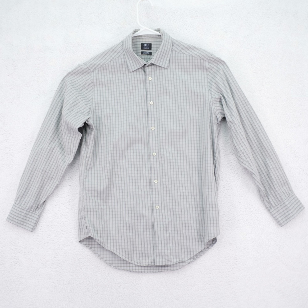 Joe Joseph Abboud Gray Check Collared Dress Shirt -15.5  32/33-‎ Cotton
